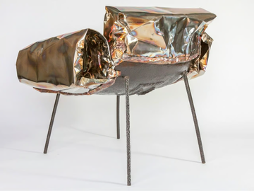 PUFFY - Stainless steel easy chair with armrests by LO Contemporary - view 3